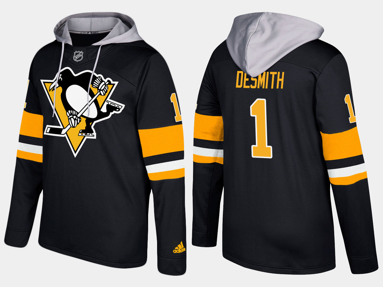 Men NHL Pittsburgh penguins #1 casey desmith black hoodie->pittsburgh penguins->NHL Jersey